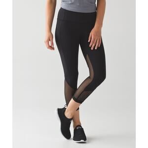Lululemon Pace Rival Crop SE Marathon Mesh Black Size 4 Crossfit Gym Run